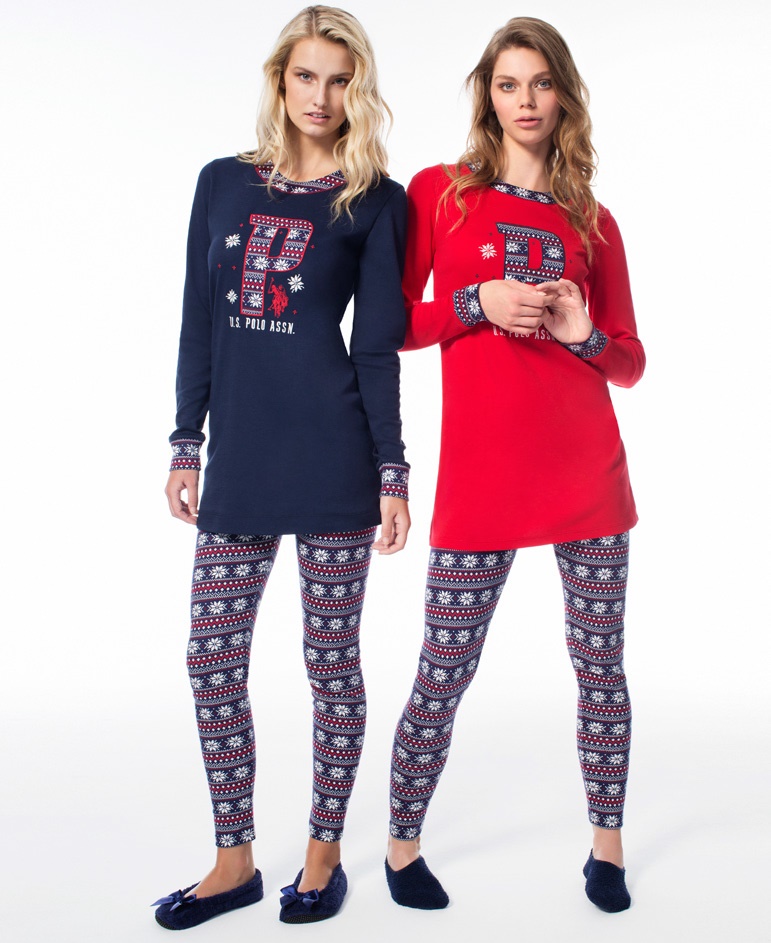 Домашній одяг US Polo Assn - Піжама жіноча (довг.рукав) 15521 червона, L - фото 2
