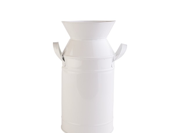 Декоративна ваза Barine - Metal Milk Can White M