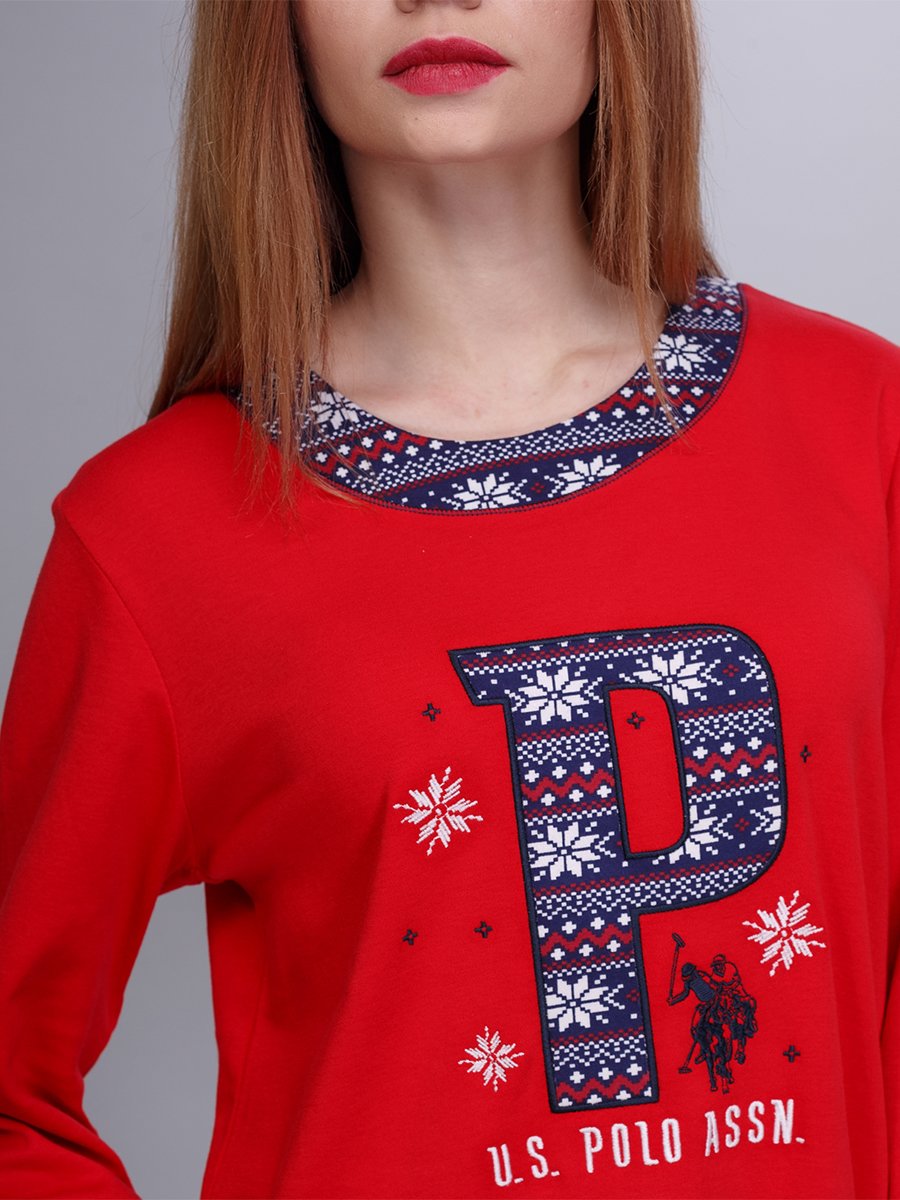 Домашній одяг US Polo Assn - Піжама жіноча (довг.рукав) 15521 червона, L - фото 4