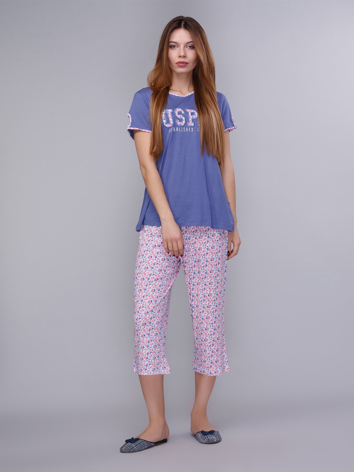 Домашній одяг US Polo Assn - Футболка і бриджі 15601 сині, L