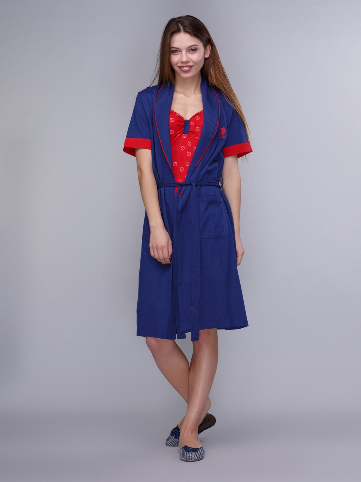 Домашній одяг US Polo Assn - Халат+сарафан 15129 синій, S