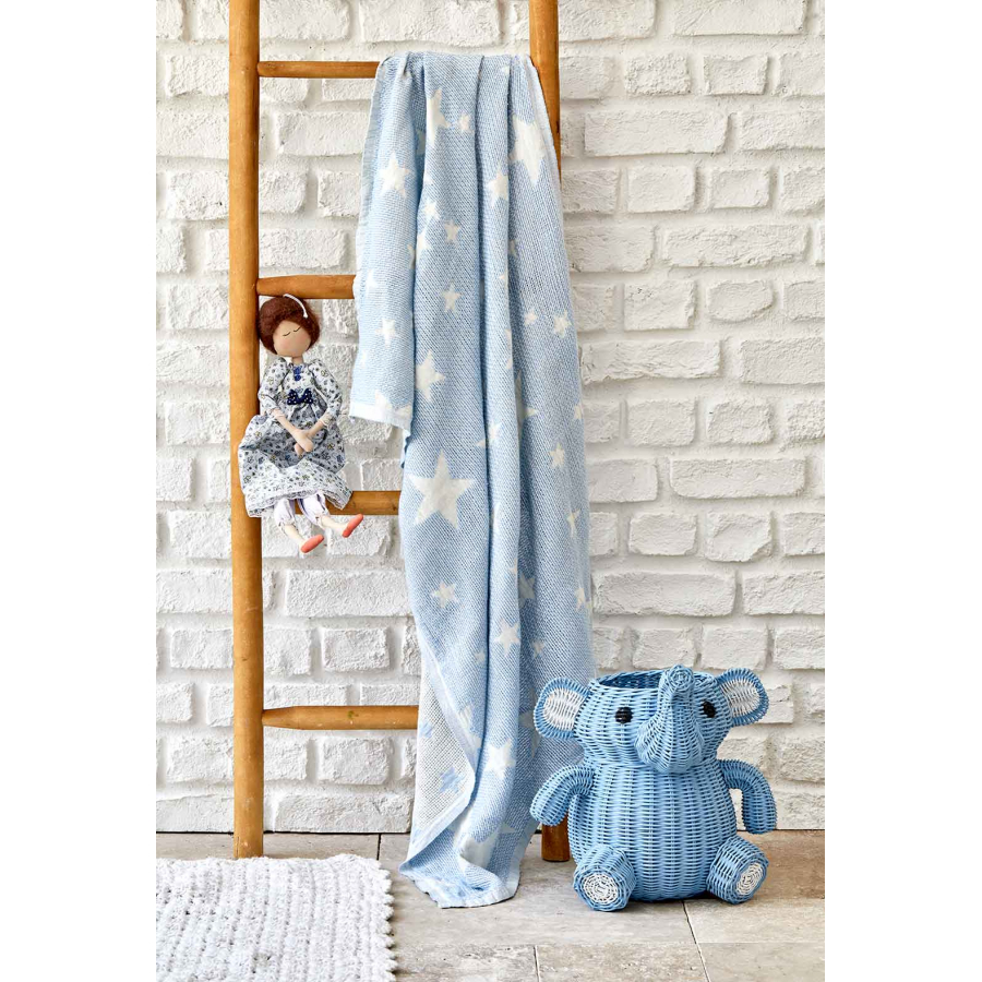 Дитяче покривало піке Karaca Home - Baby star mavi синій 80*120