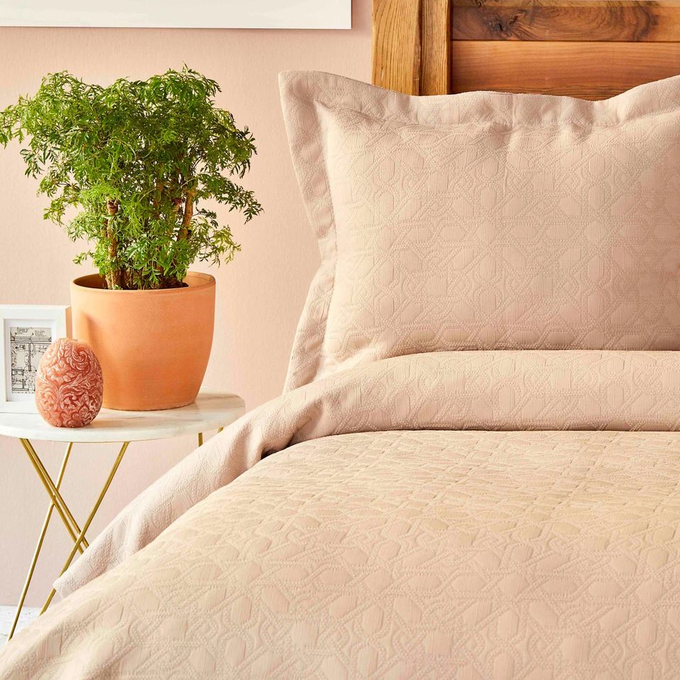 Покривало з наволочками Karaca Home - Back To Basic pudra 230*240 євро - фото 3