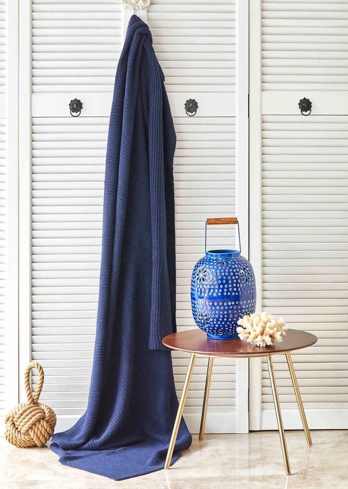 Плед трикотажний Nautica Home - Spello lacivert синій 130*170