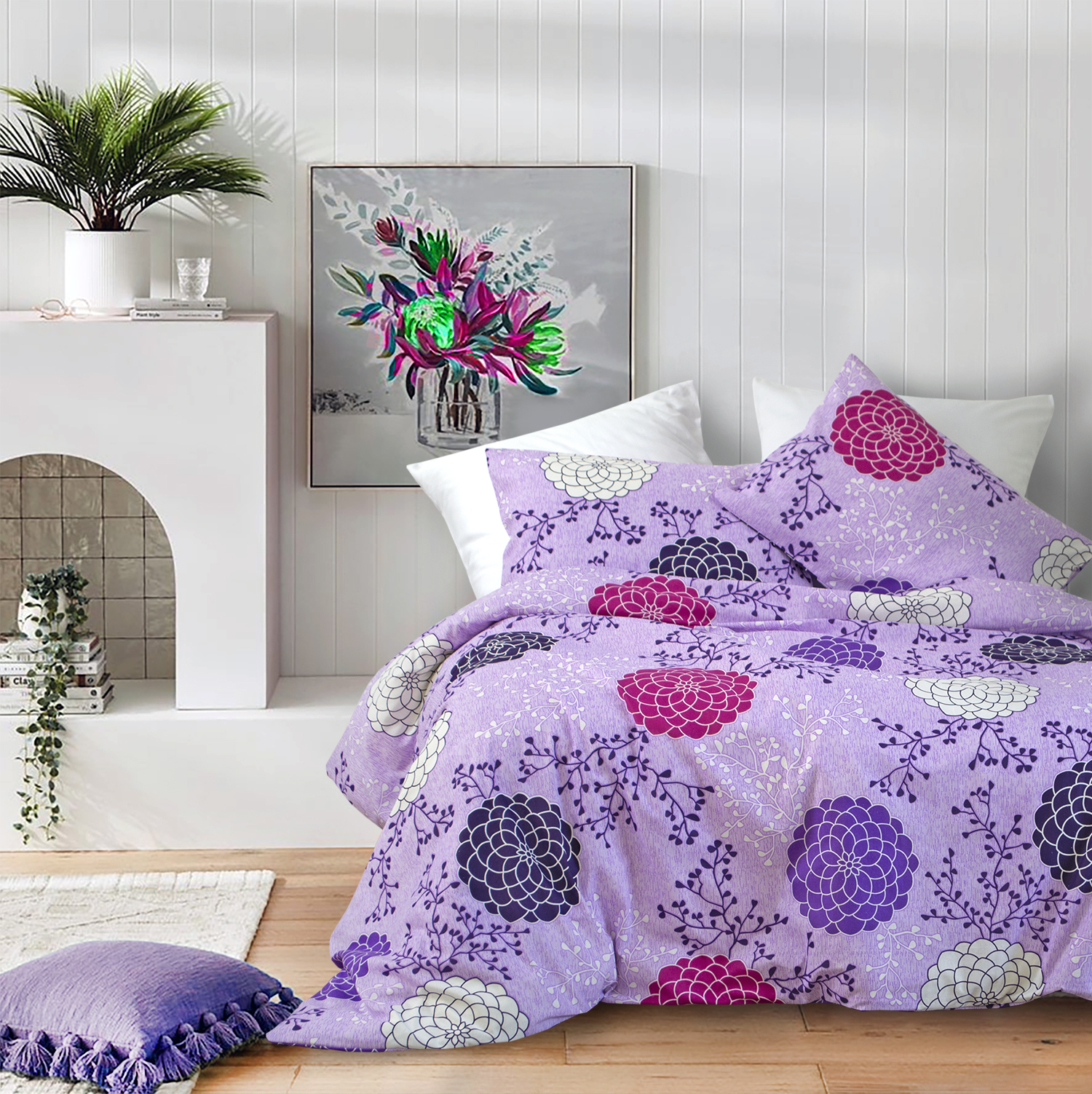 Постільна білизна Iris Home Ranforce - Aster ліловий полуторний - фото 2
