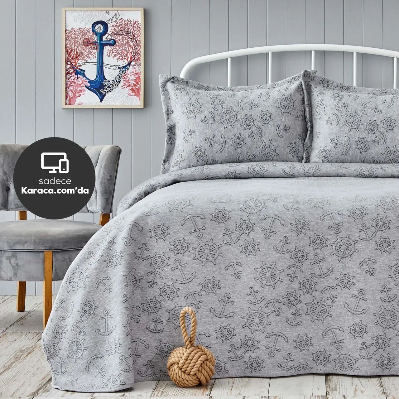 Покривало з наволочками Nautica Home - Doris a.gri світло-сірий 230*240