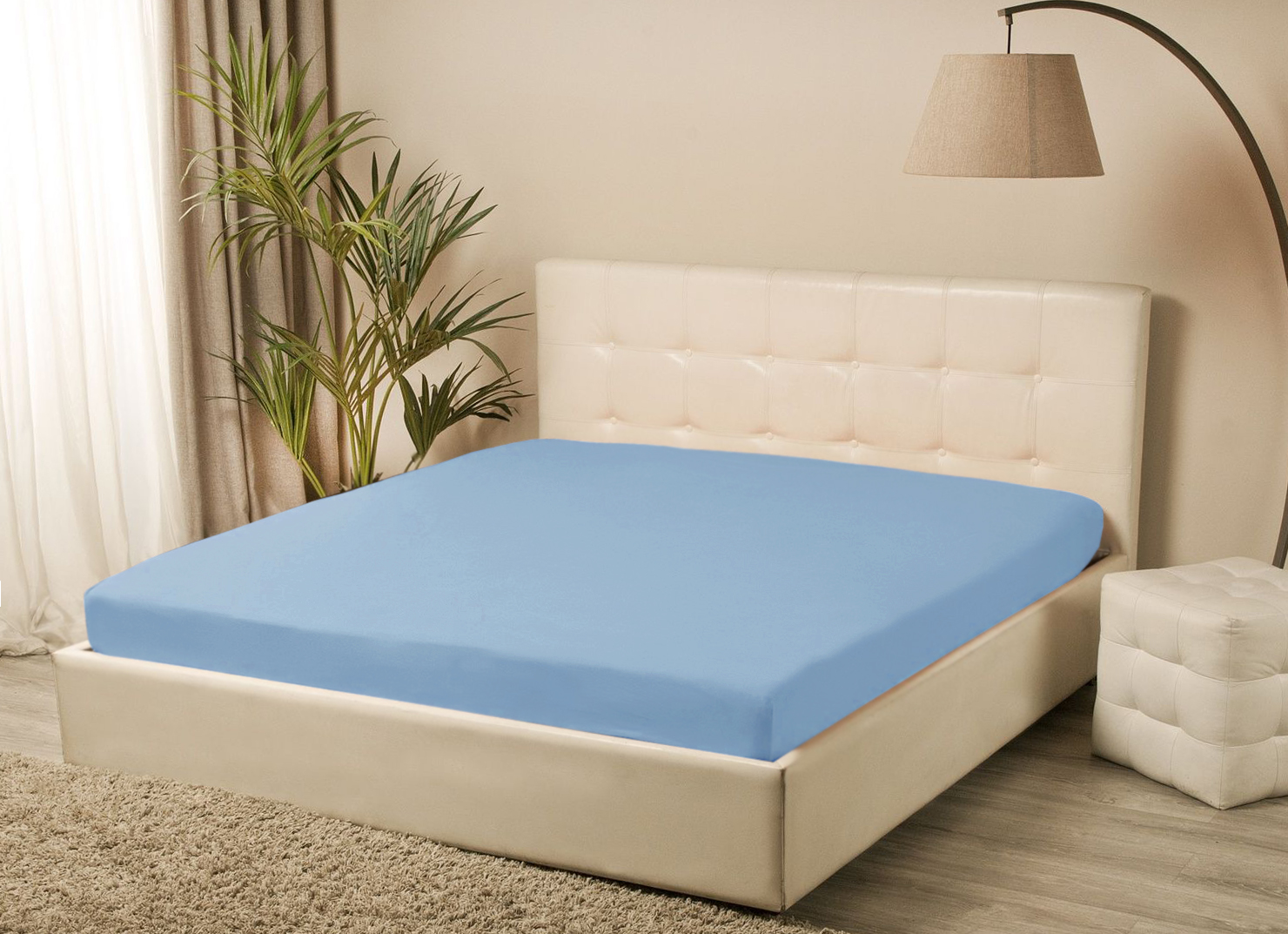 Простирадло трикотажне на резинці Iris Home - Блакитний 160*200+25