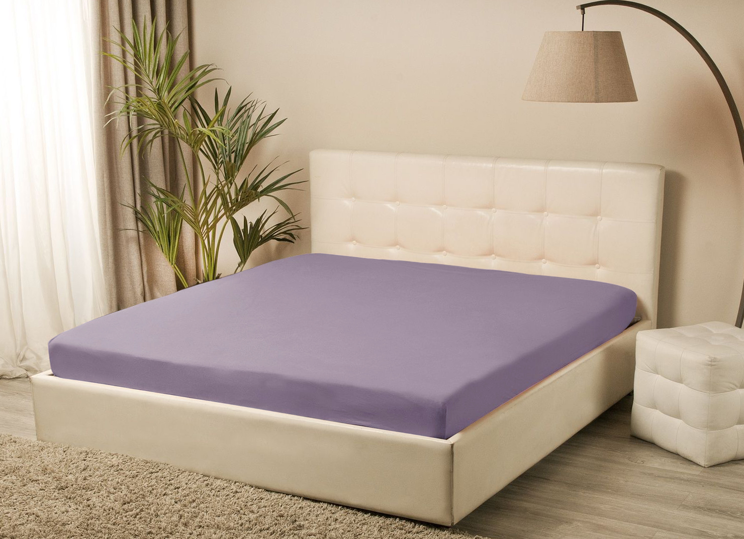 Простирадло трикотажне на резинці Iris Home - Ліловий 160*200+25
