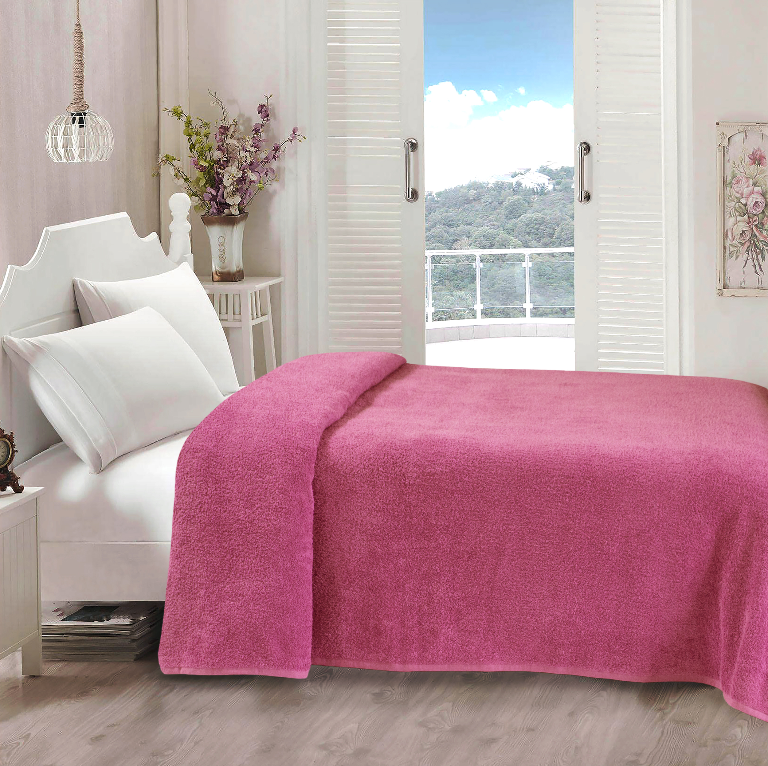 Простирадло Iris Home махрове - Azalea pink 190*220 - фото 2