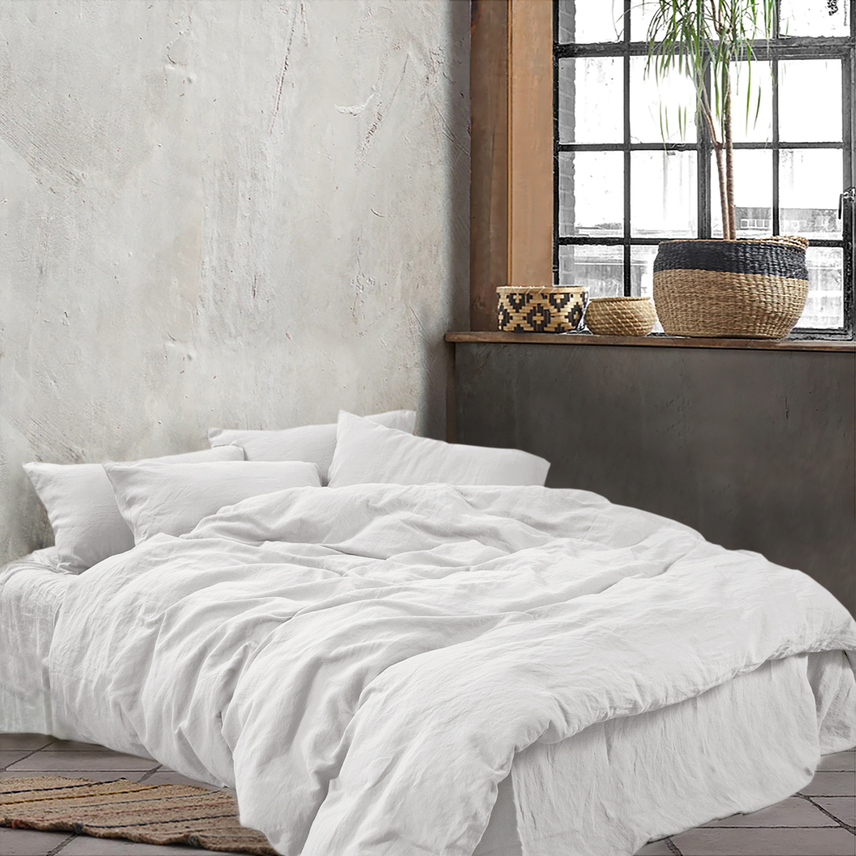 Постільна білизна з льону Lotus Home - Karlin white білий євро - фото 2