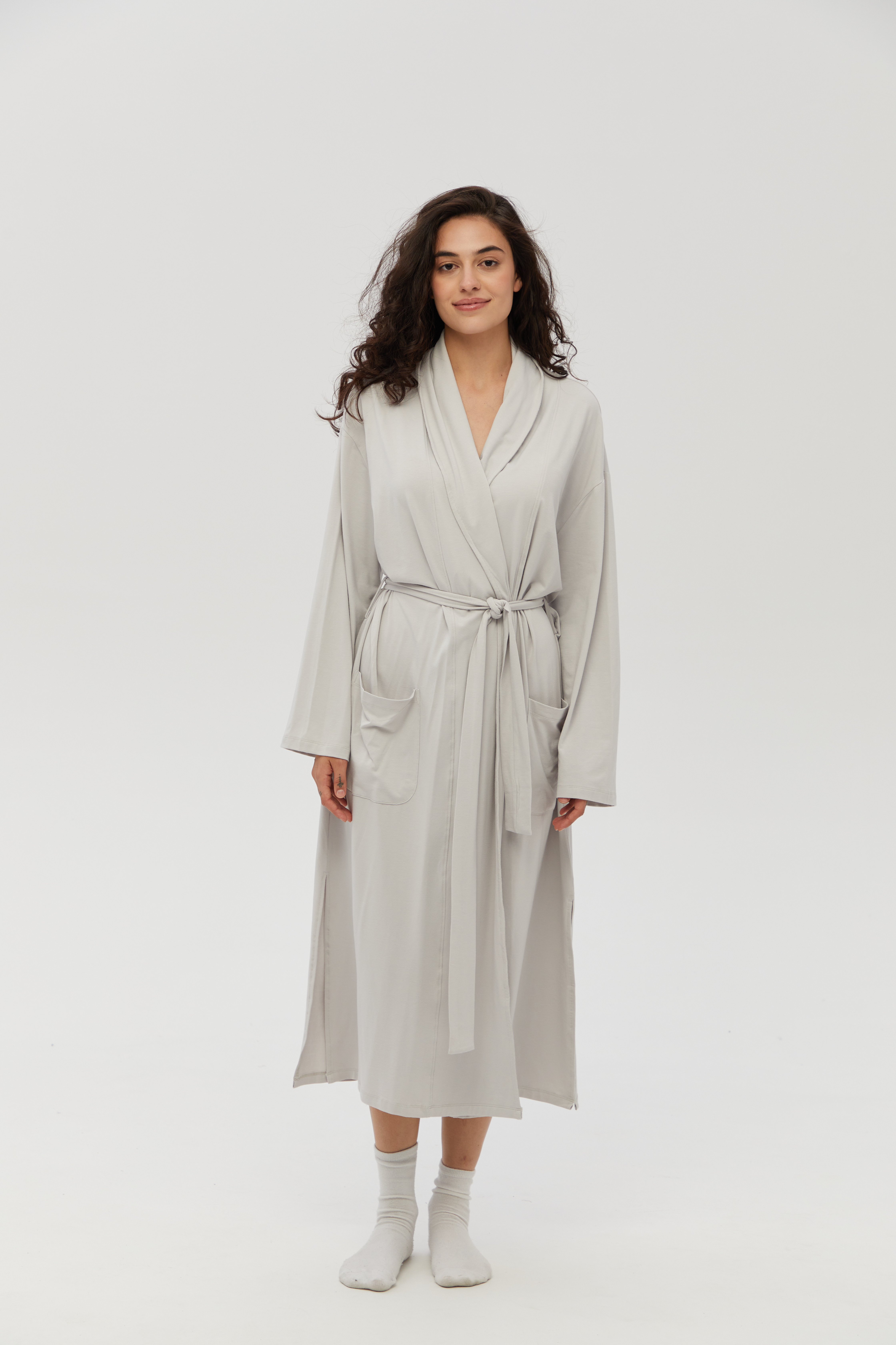 Халат Lotus Home - Affi grey S/M - фото 2
