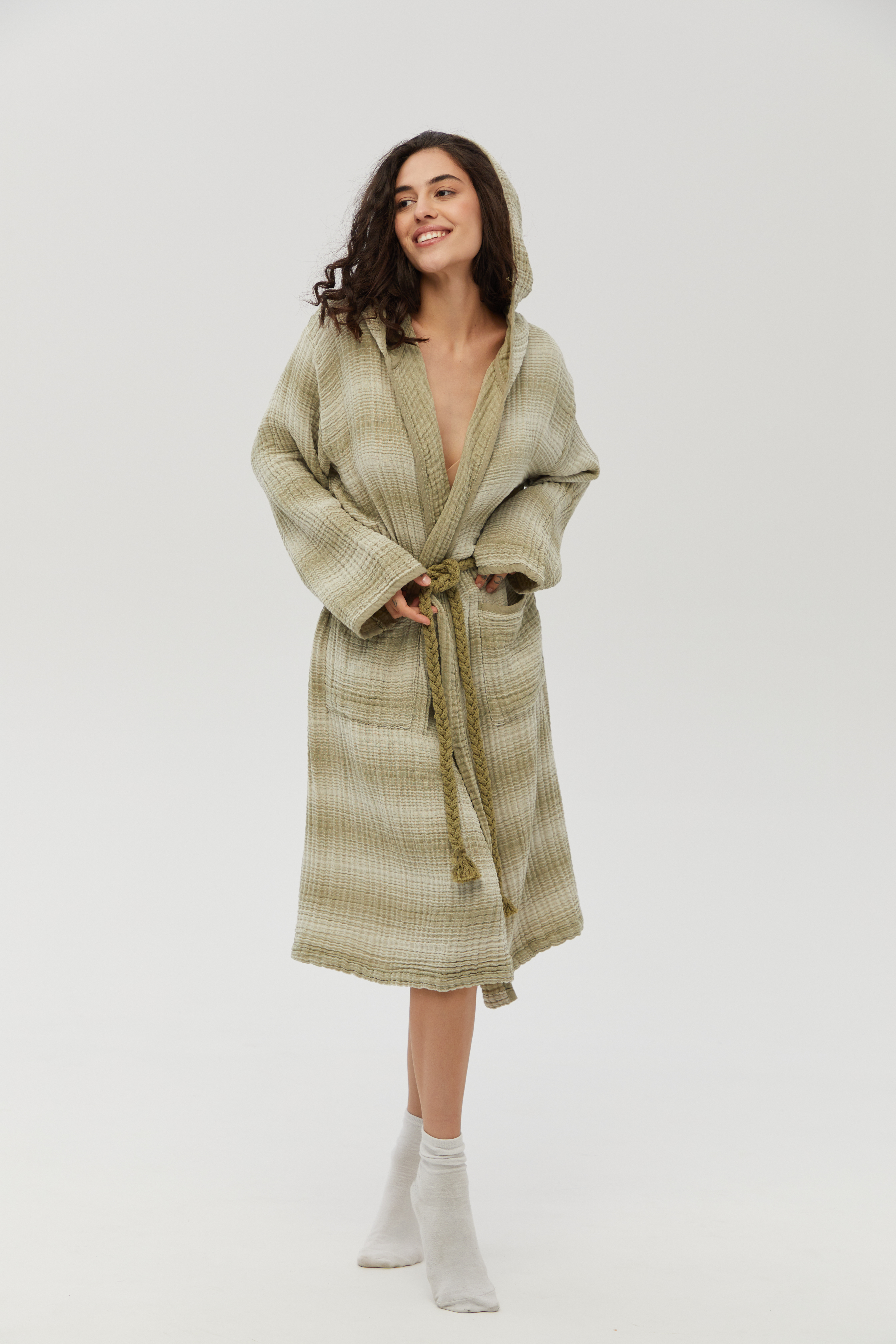 Халат Lotus Home - Lilya muslin olive L/XL - фото 2