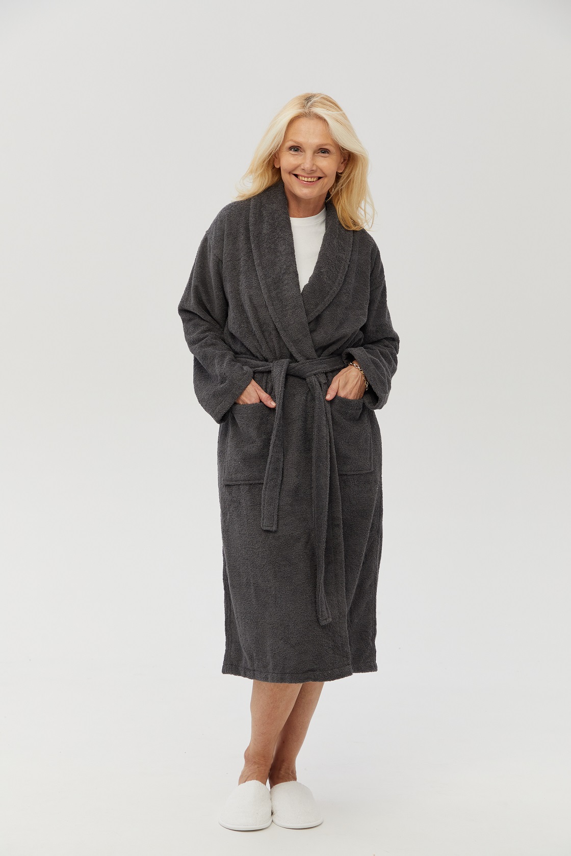 Халат махровий unisex Lotus Home - Basic Line antrasit L - фото 2