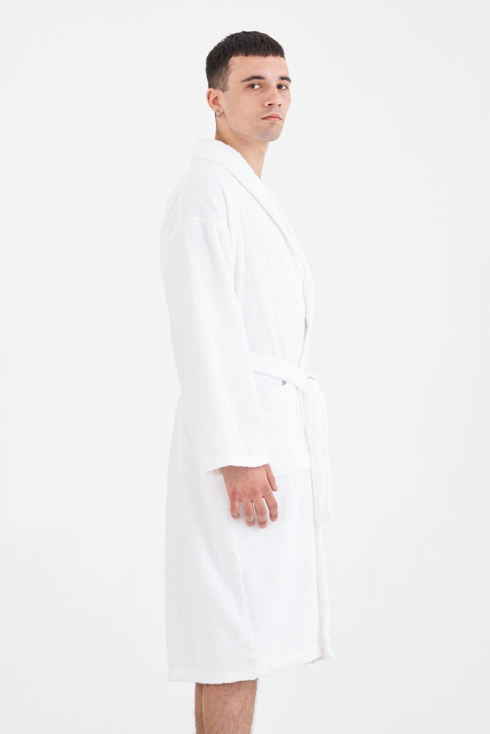 Халат махровий unisex Lotus Home - Basic Line white S - фото 6
