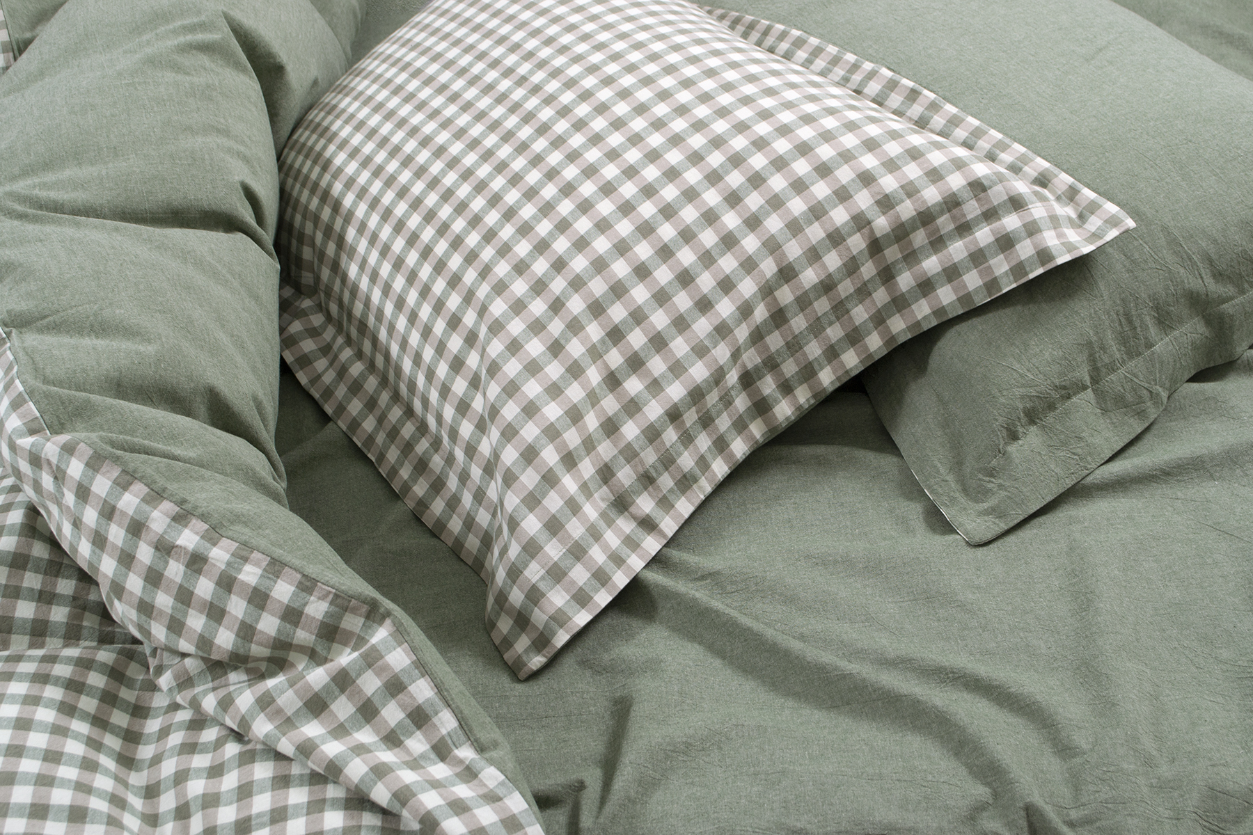 Постільна білизна Lotus Home - Checked Gingham оливковий сімейний - фото 3