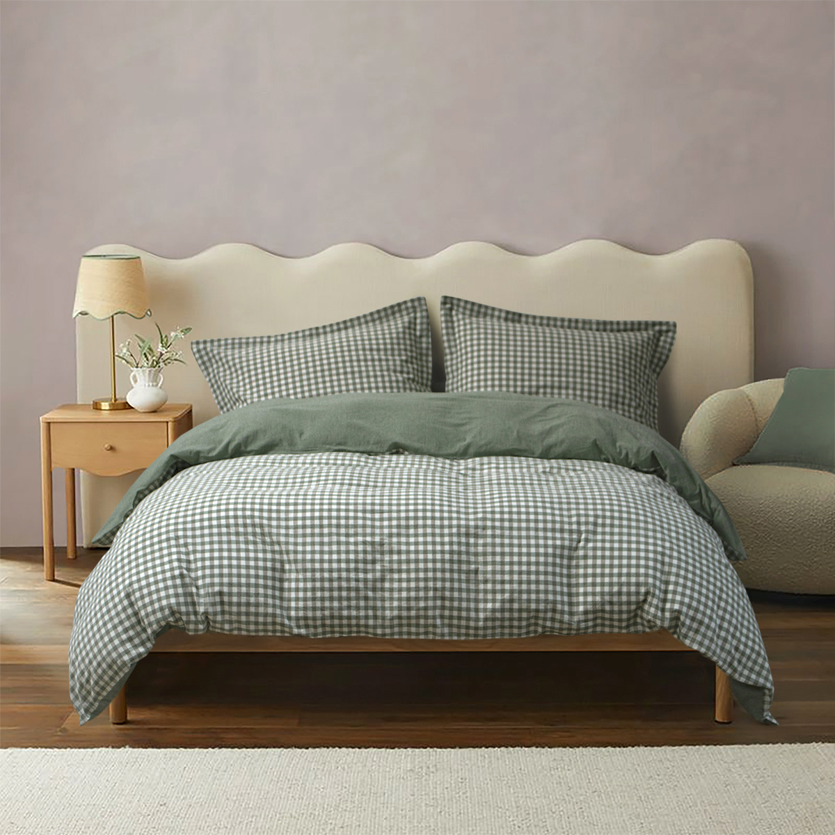 Постільна білизна Lotus Home - Checked Gingham оливковий сімейний - фото 2