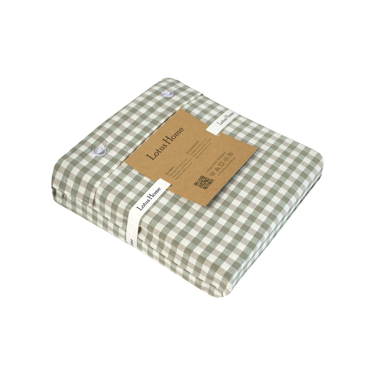 Постільна білизна Lotus Home - Checked Gingham оливковий сімейний - фото 6