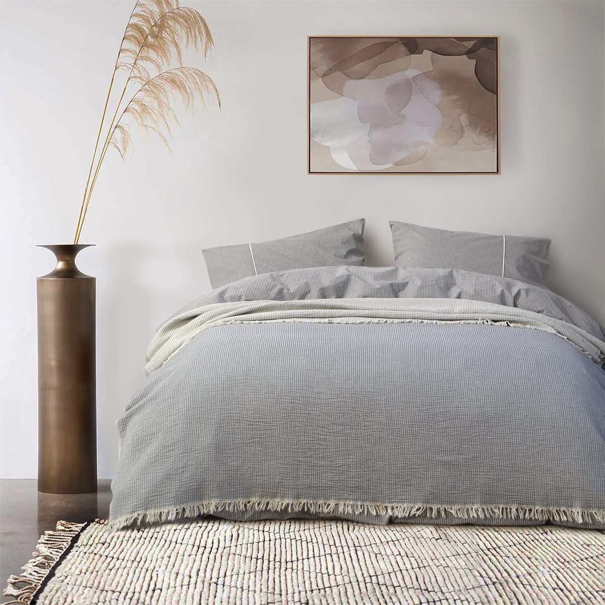 Покривало Lotus Home - Premium Stripe антрацит 190*225 - фото 2