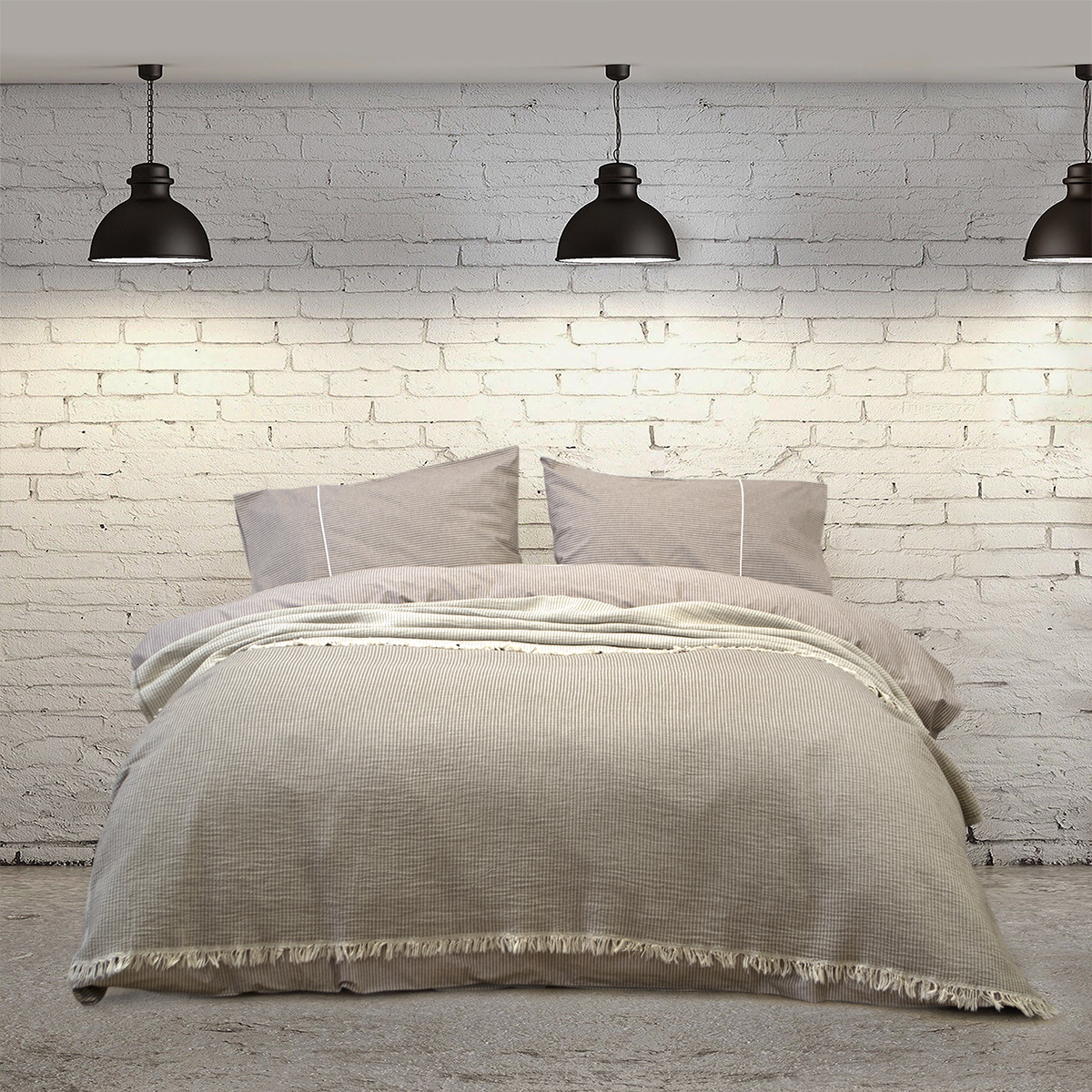Покривало Lotus Home - Premium Stripe коричневий 190*225 - фото 2