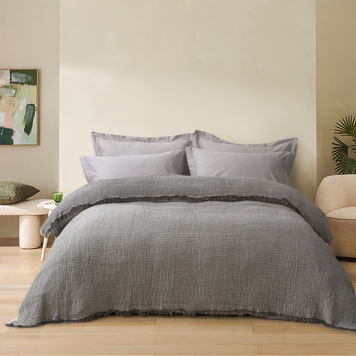 Покривало Lotus Home - Larna muslin anthracite 200*220 - фото 2