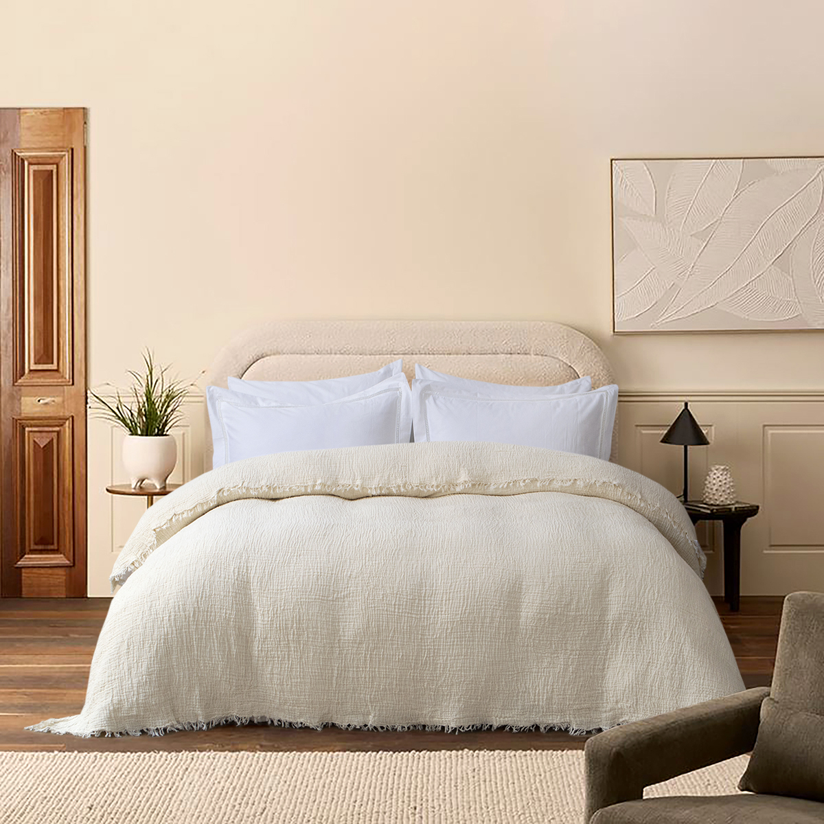 Покривало Lotus Home - Larna muslin cream 200*220 - фото 2