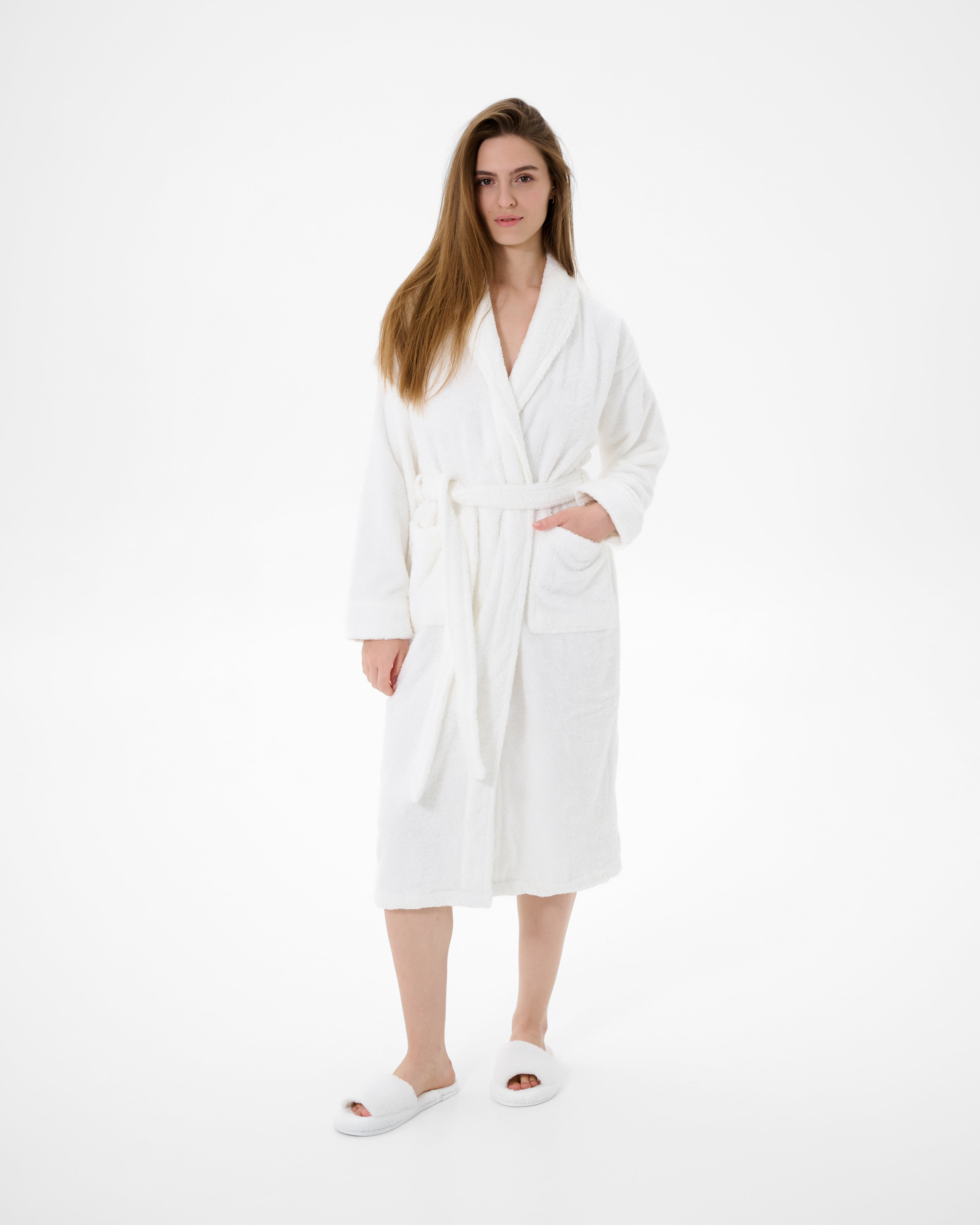 Халат махровий unisex Lotus Home - Basic Soft білий S - фото 4