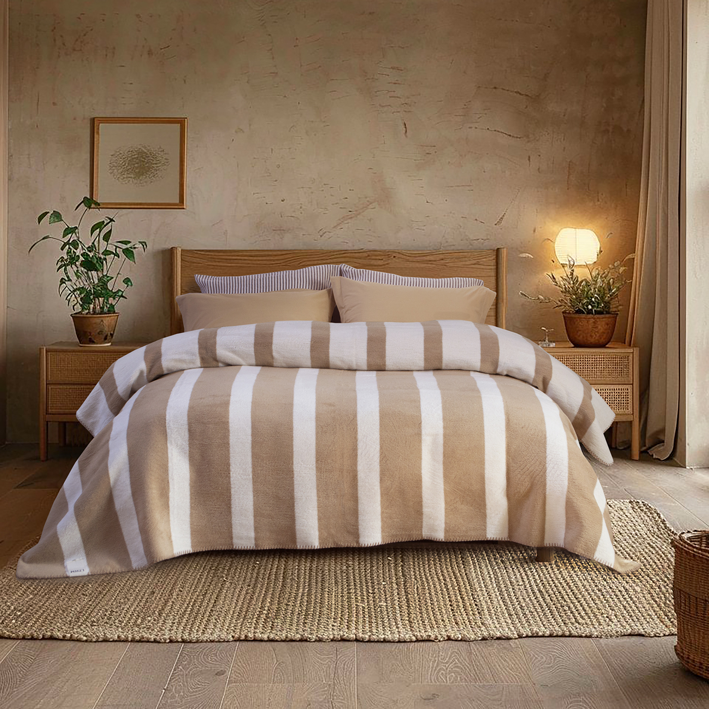 Плед Lotus Home - Infinity Stripe бежевий 200*220 - фото 2