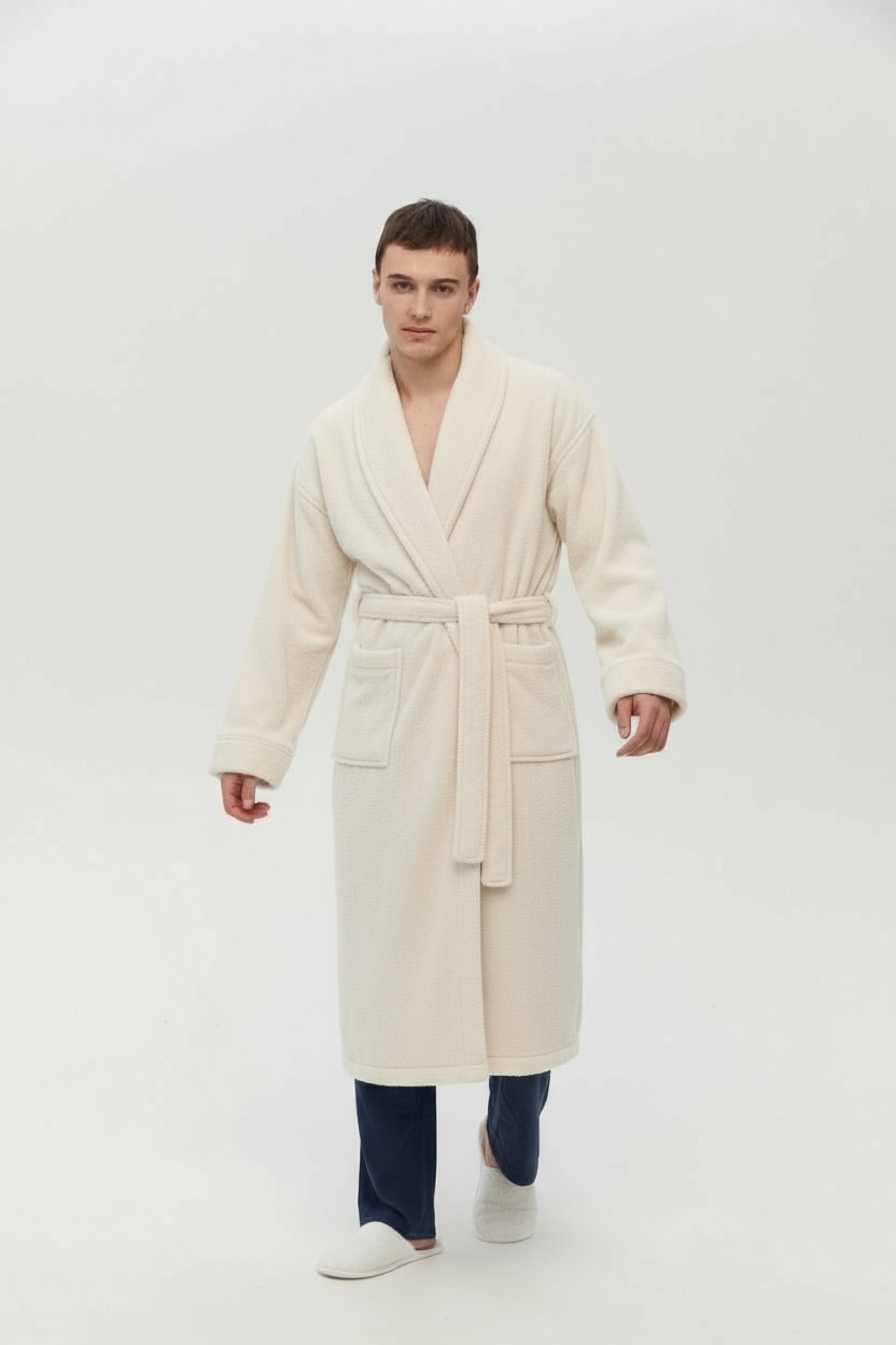 Халат unisex Lotus Home - Bold New Microcotton off white махровий 2XL - фото 2
