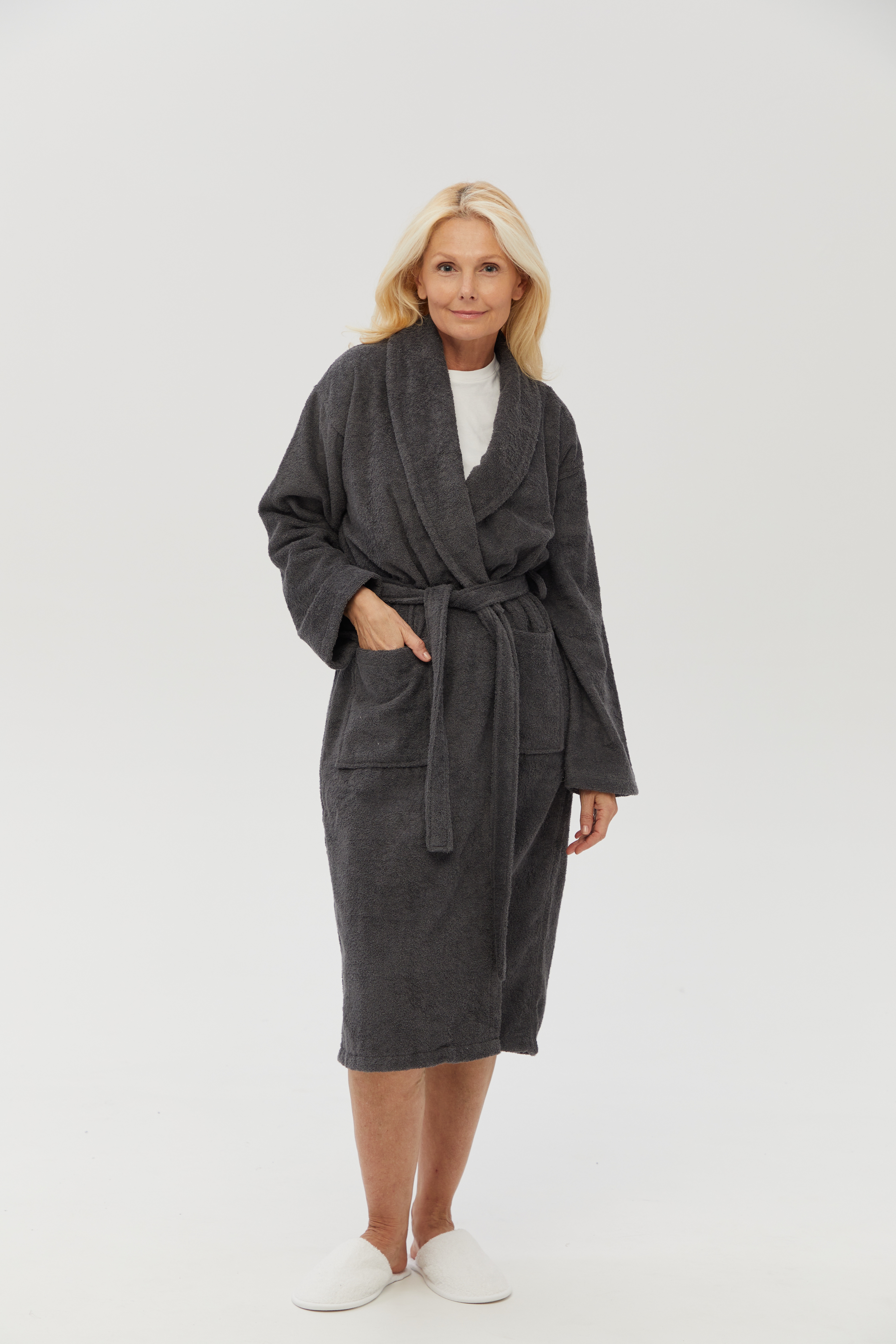 Халат махровий unisex Lotus Home - Basic New Line антрацит XL - фото 2