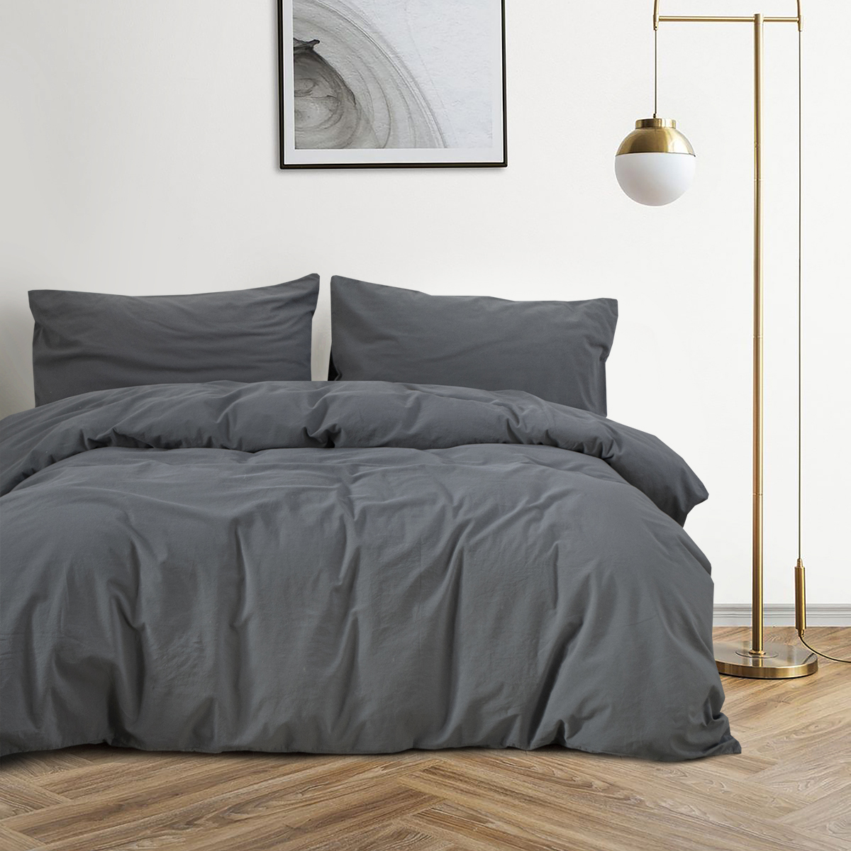Постільна білизна Lotus Home Washed cotton - Kansas антрацит євро - фото 2