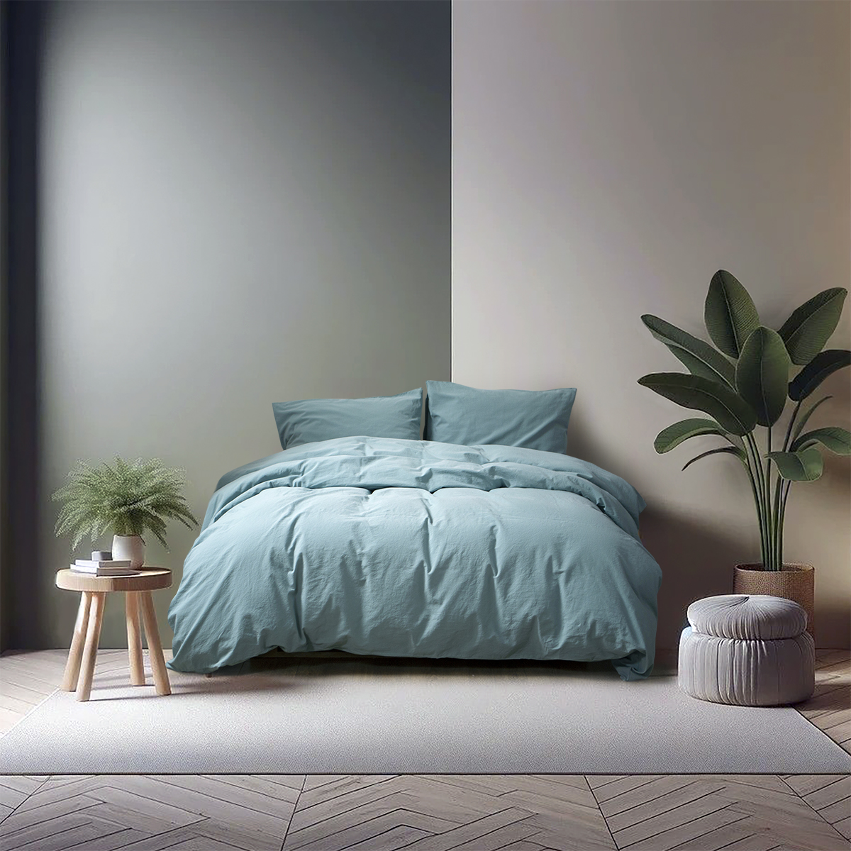 Постільна білизна Lotus Home Washed cotton - Kansas блакитний євро - фото 2