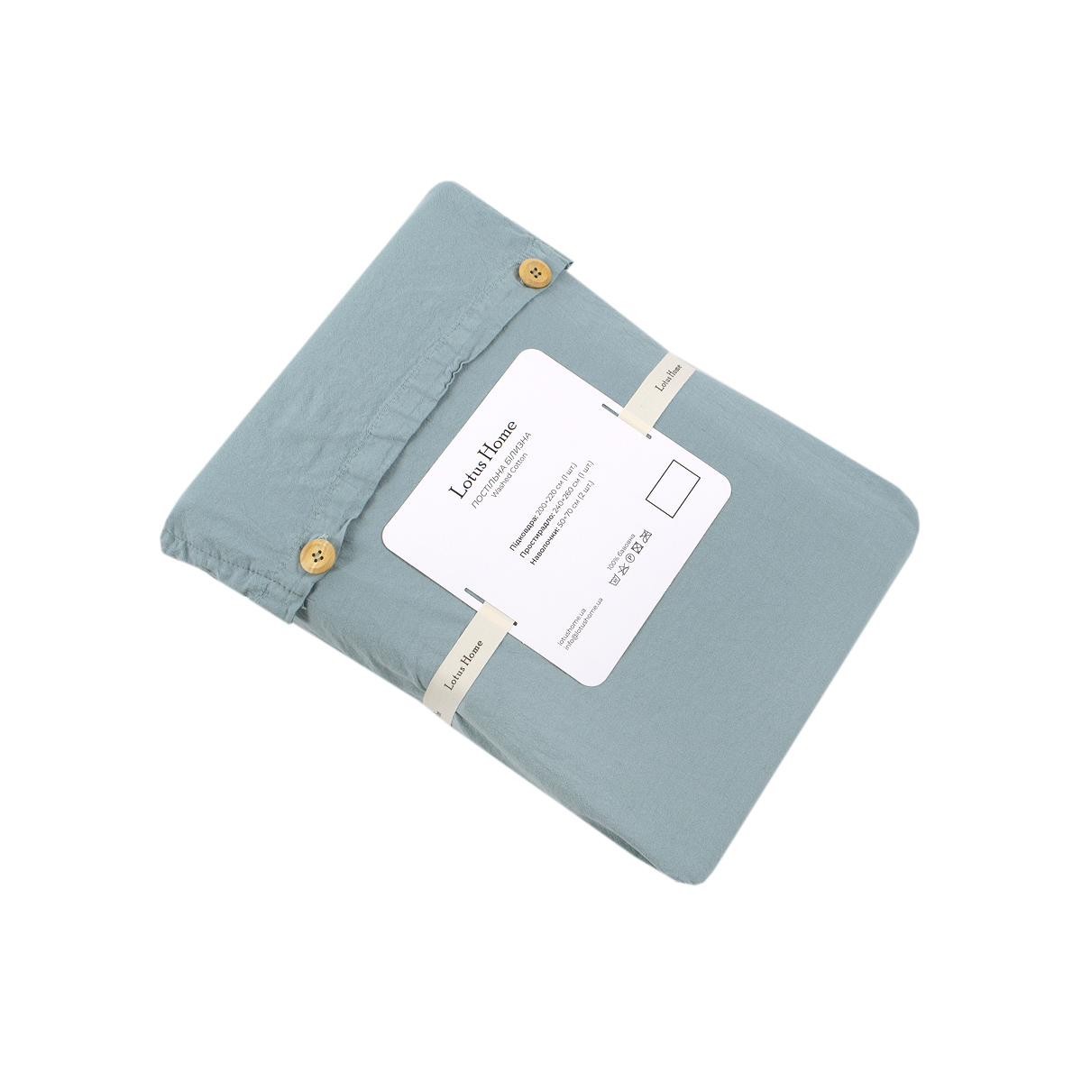 Постільна білизна Lotus Home Washed cotton - Kansas блакитний євро - фото 5