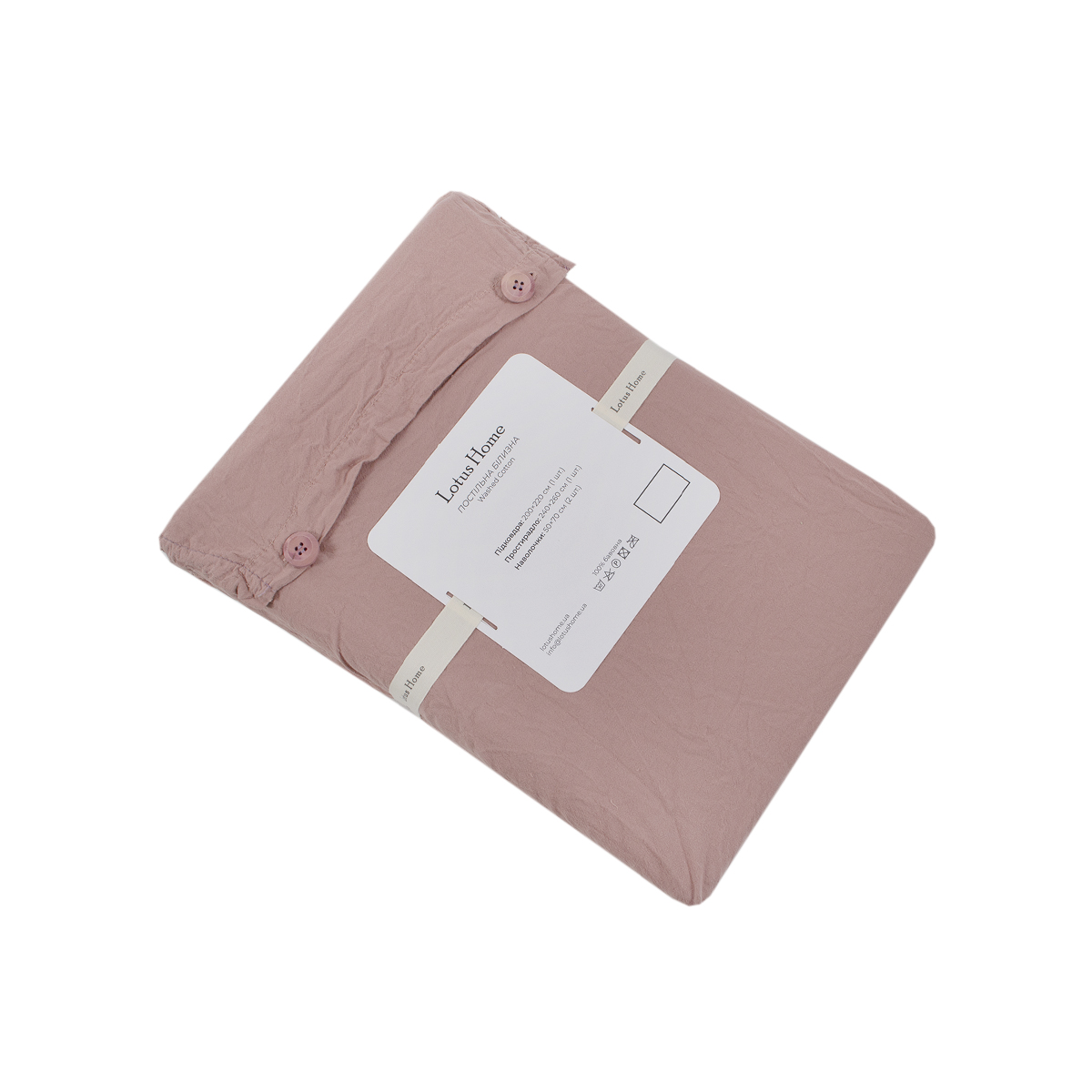 Постільна білизна Lotus Home Washed cotton - Kansas пудровий євро - фото 5