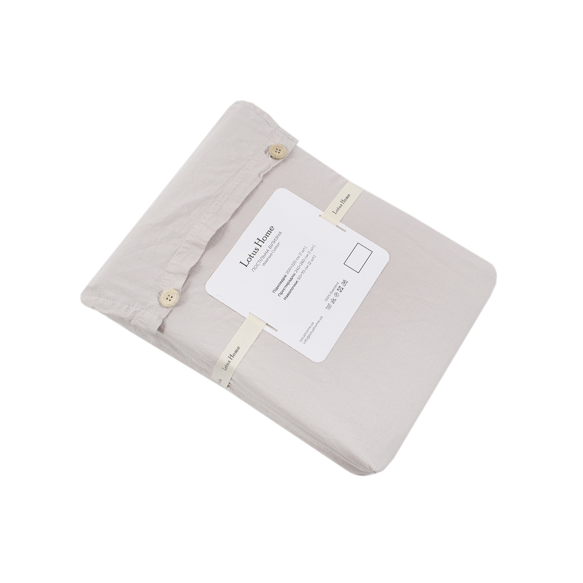 Постільна білизна Lotus Home Washed cotton - Kansas бежевий євро - фото 5