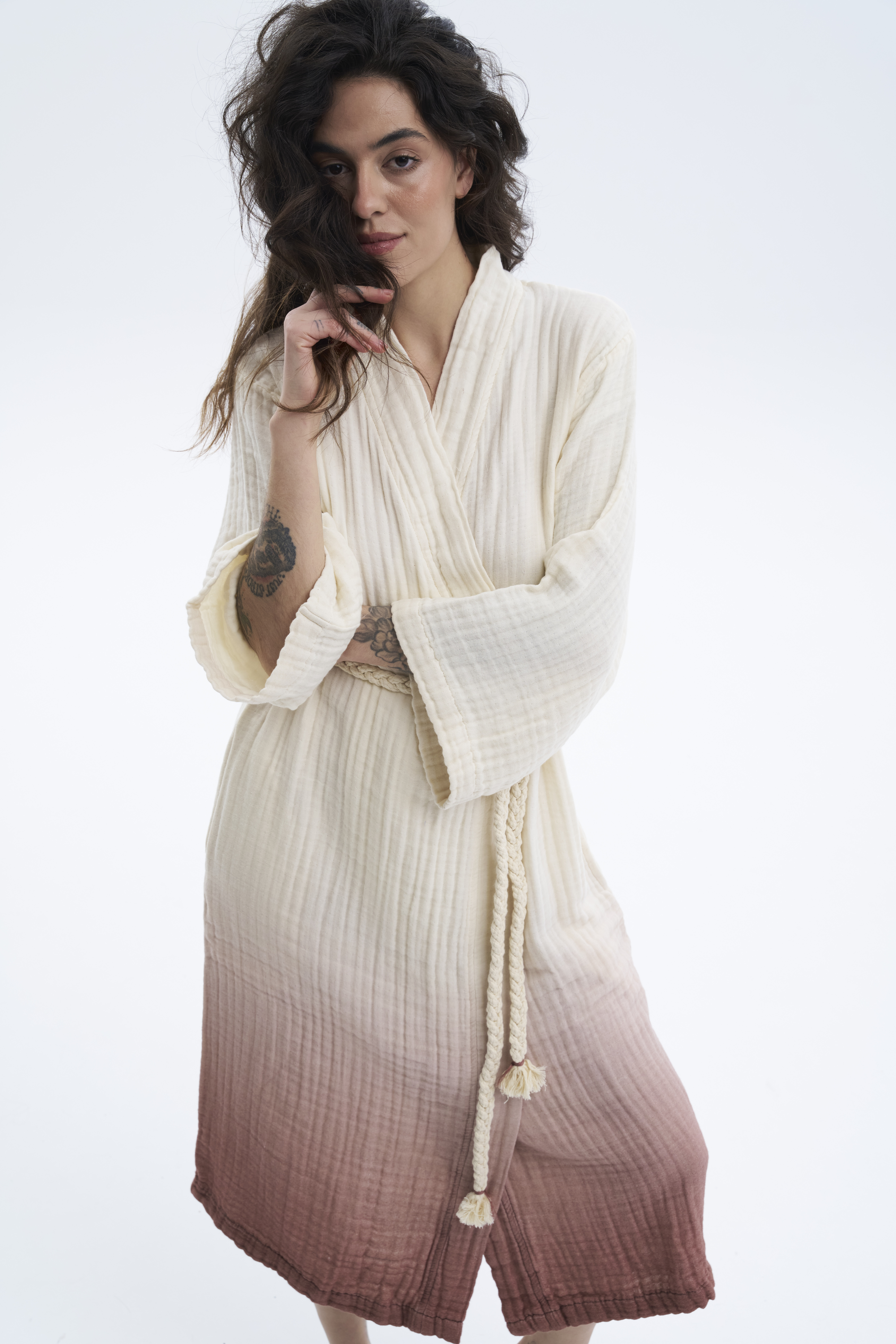 Халат Lotus Home - Nitra muslin beige S/M - фото 3
