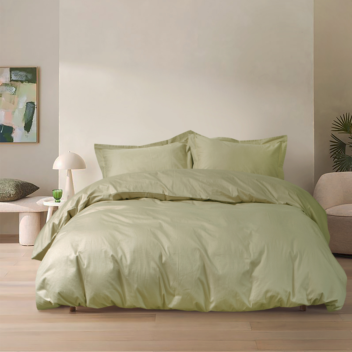 Постільна білизна сатин Lotus Home - Dakota Modern оливковий євро - фото 2