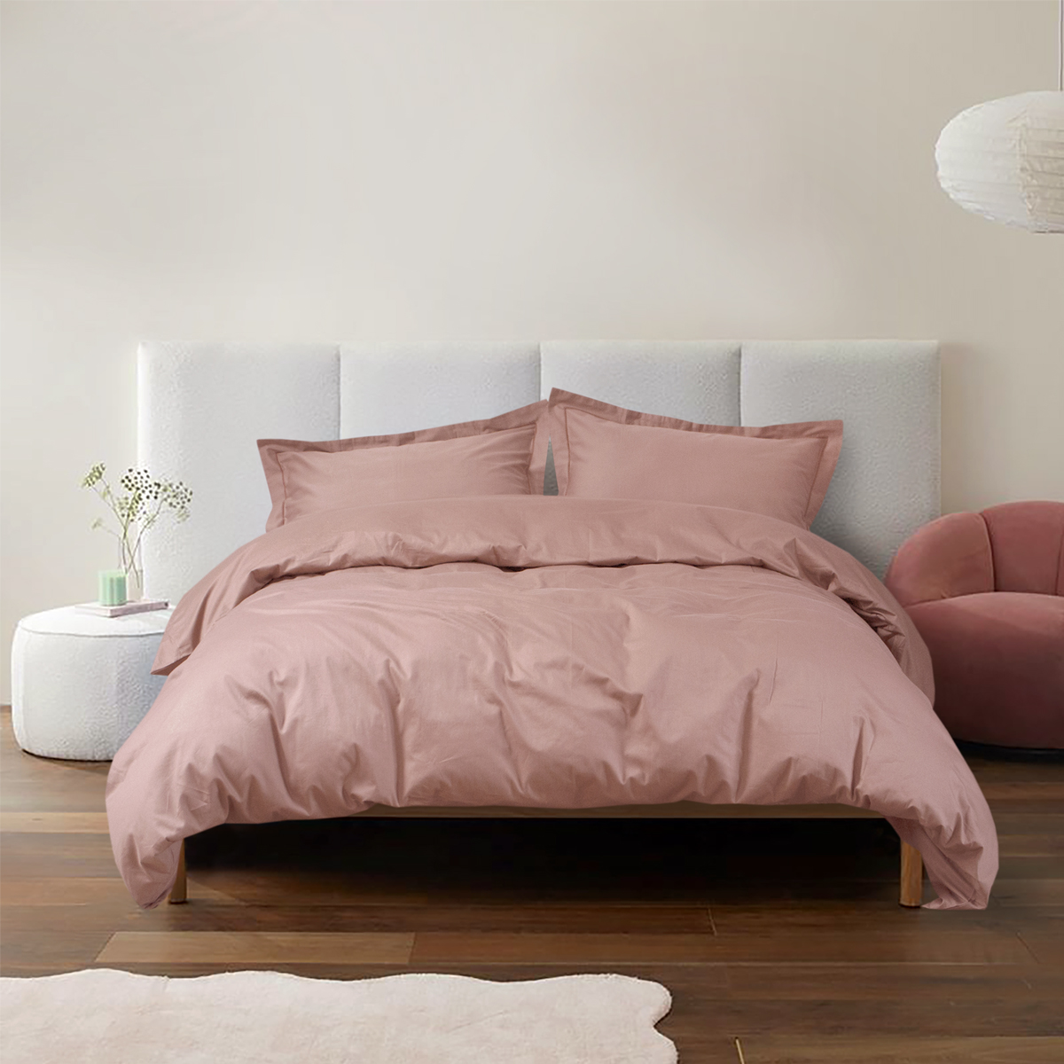 Постільна білизна сатин Lotus Home - Dakota Modern пудровий євро - фото 2