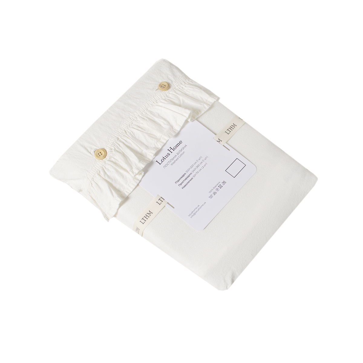 Постільна білизна Lotus Home Washed cotton - Kansas fly молочний євро - фото 5