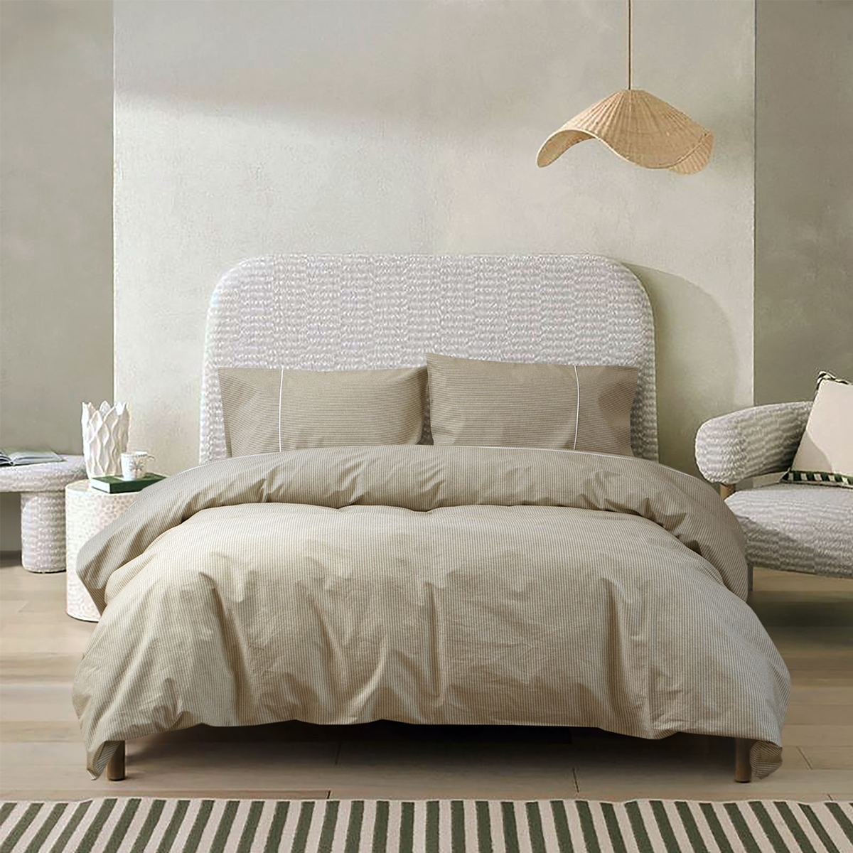 Постільна білизна Lotus Home - Premium Percale Stripe хакі сімейний - фото 2