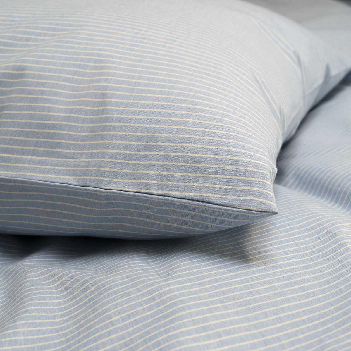 Постільна білизна Lotus Home - Premium Percale Stripe блакитний євро - фото 3