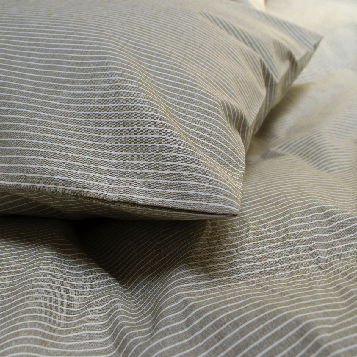 Постільна білизна Lotus Home - Premium Percale Stripe хакі євро - фото 3