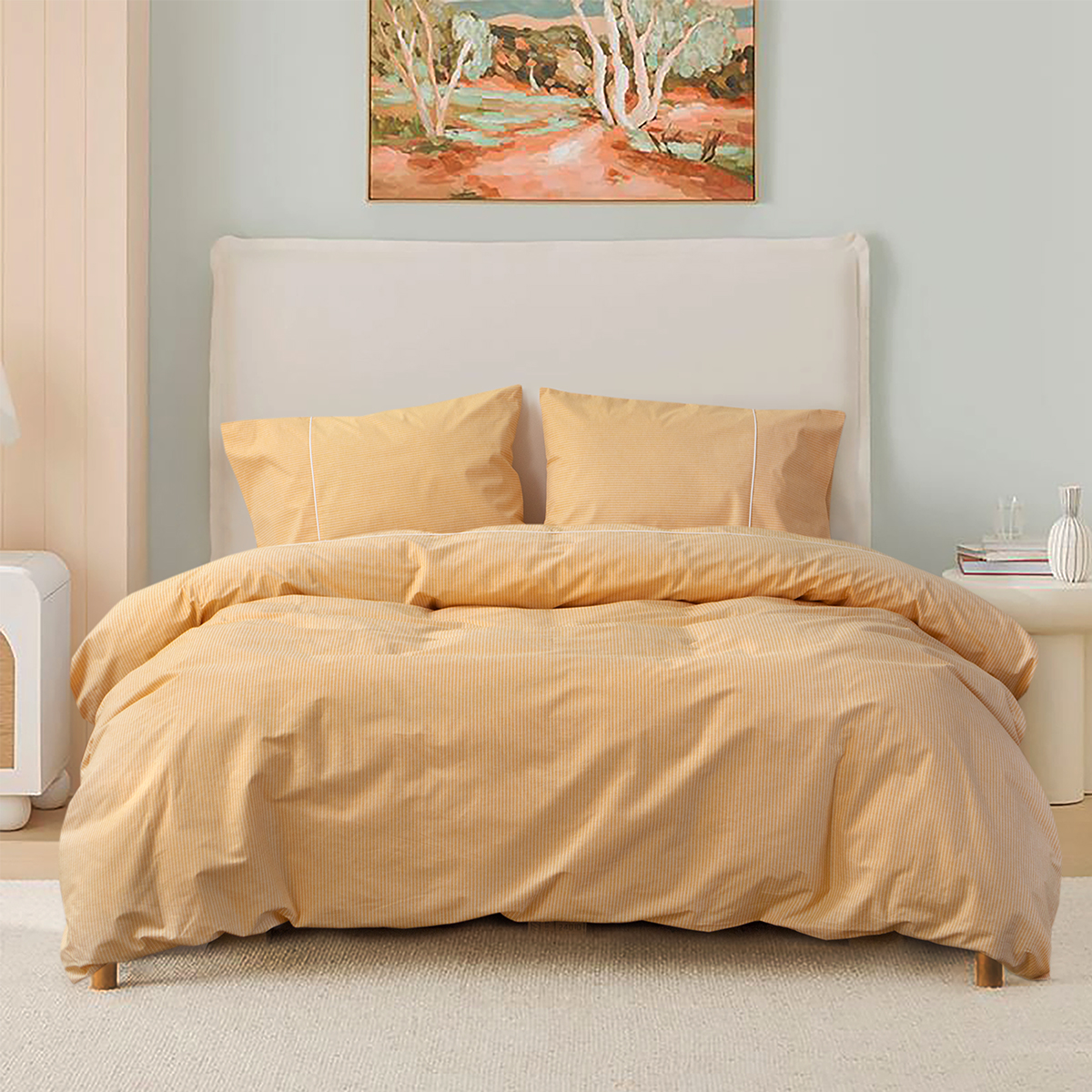 Постільна білизна Lotus Home - Premium Percale Stripe жовтогарячий сімейний - фото 2