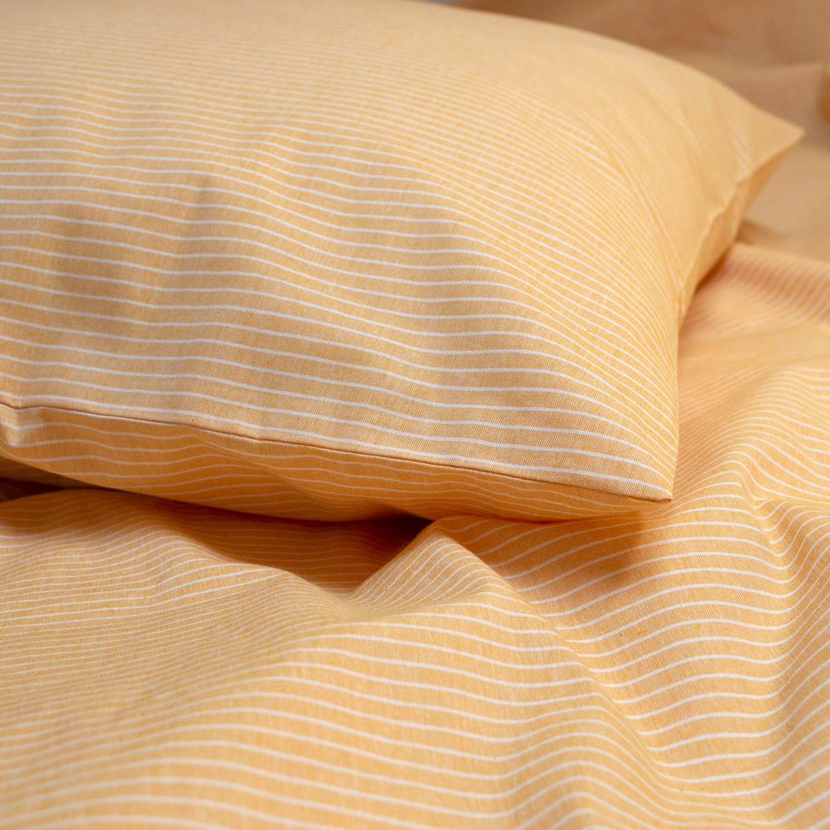 Постільна білизна Lotus Home - Premium Percale Stripe жовтогарячий євро - фото 3