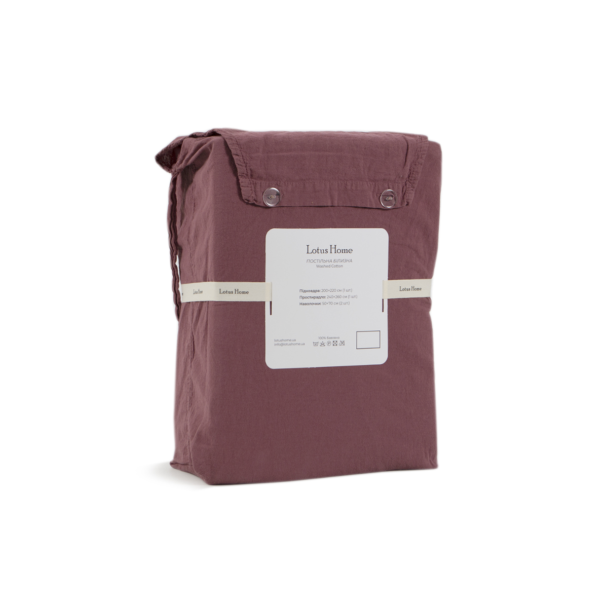 Постільна білизна Lotus Home Washed cotton - Kansas бургунді євро - фото 2