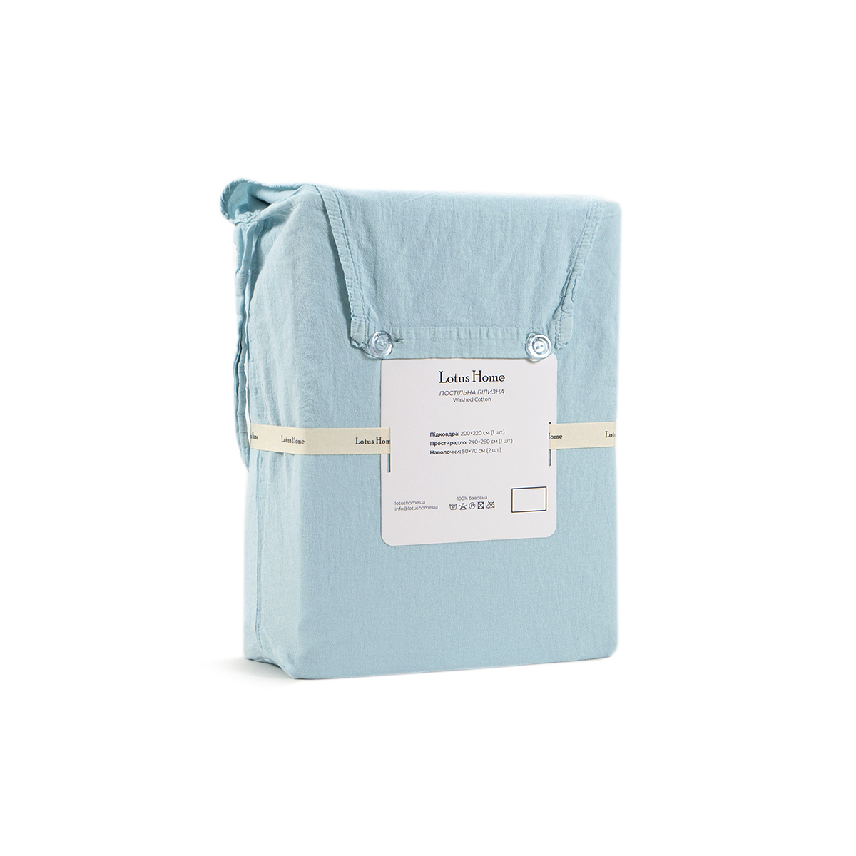 Постільна білизна Lotus Home Washed cotton - Kansas ментоловий євро - фото 2