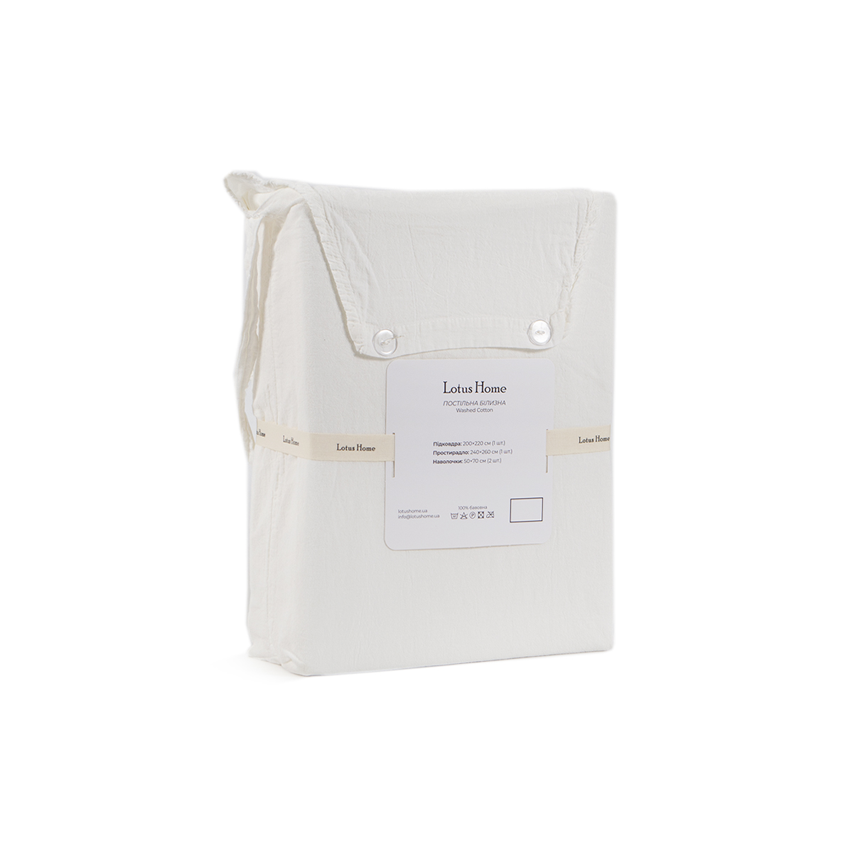Постільна білизна Lotus Home Washed cotton - Kansas молочний євро - фото 2