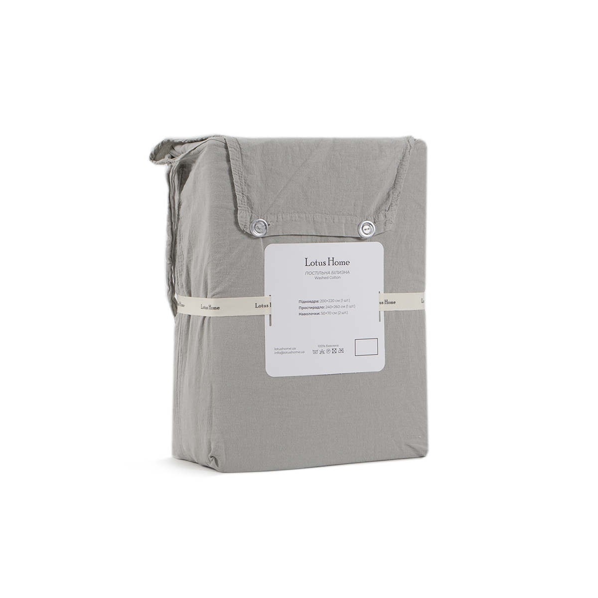 Постільна білизна Lotus Home Washed cotton - Kansas сірий євро - фото 2