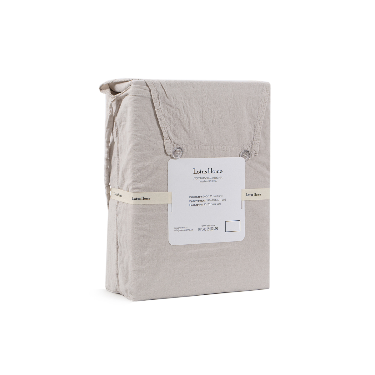 Постільна білизна Lotus Home Washed cotton - Kansas бежевий євро - фото 6