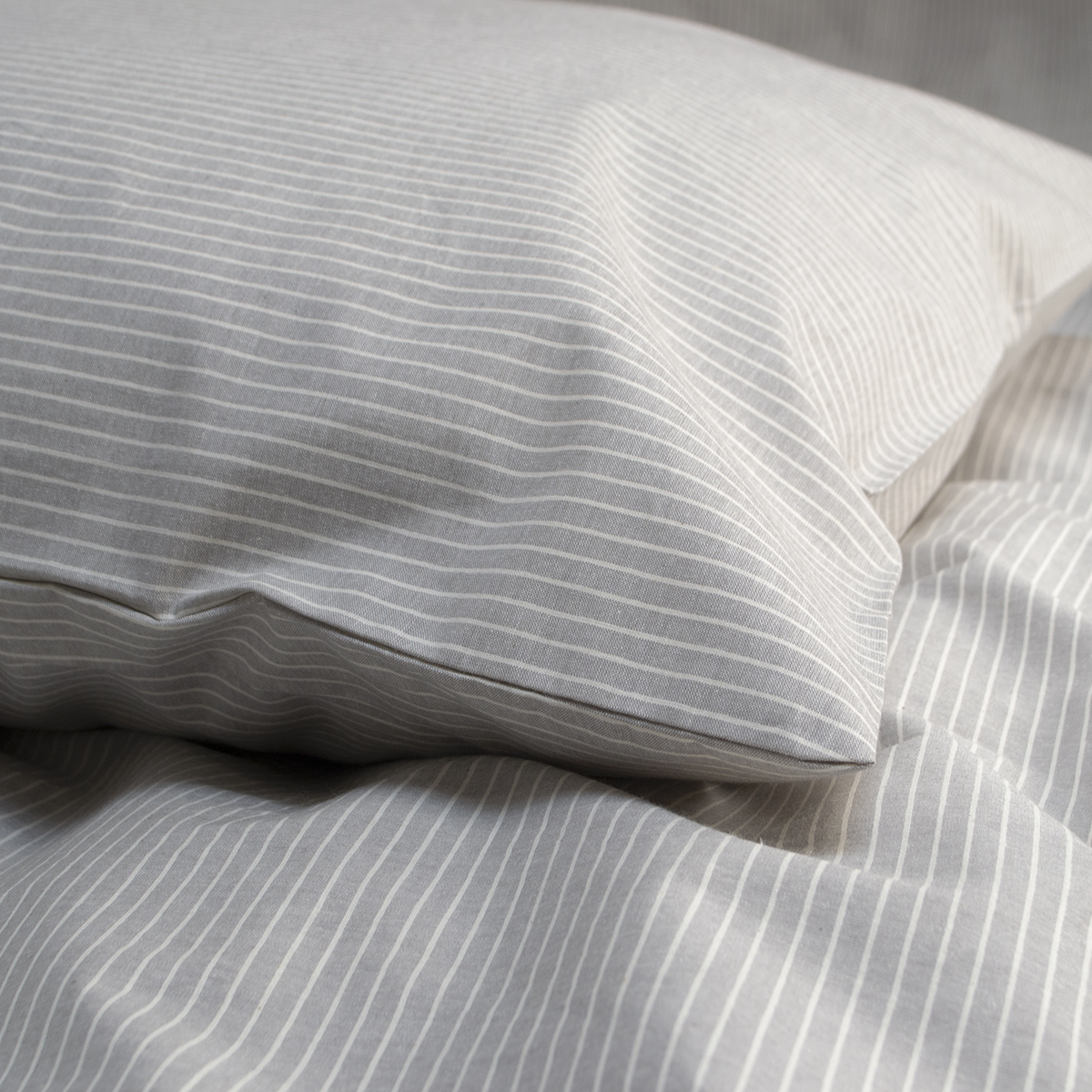 Постільна білизна Lotus Home - Premium Percale Stripe cірий євро - фото 3
