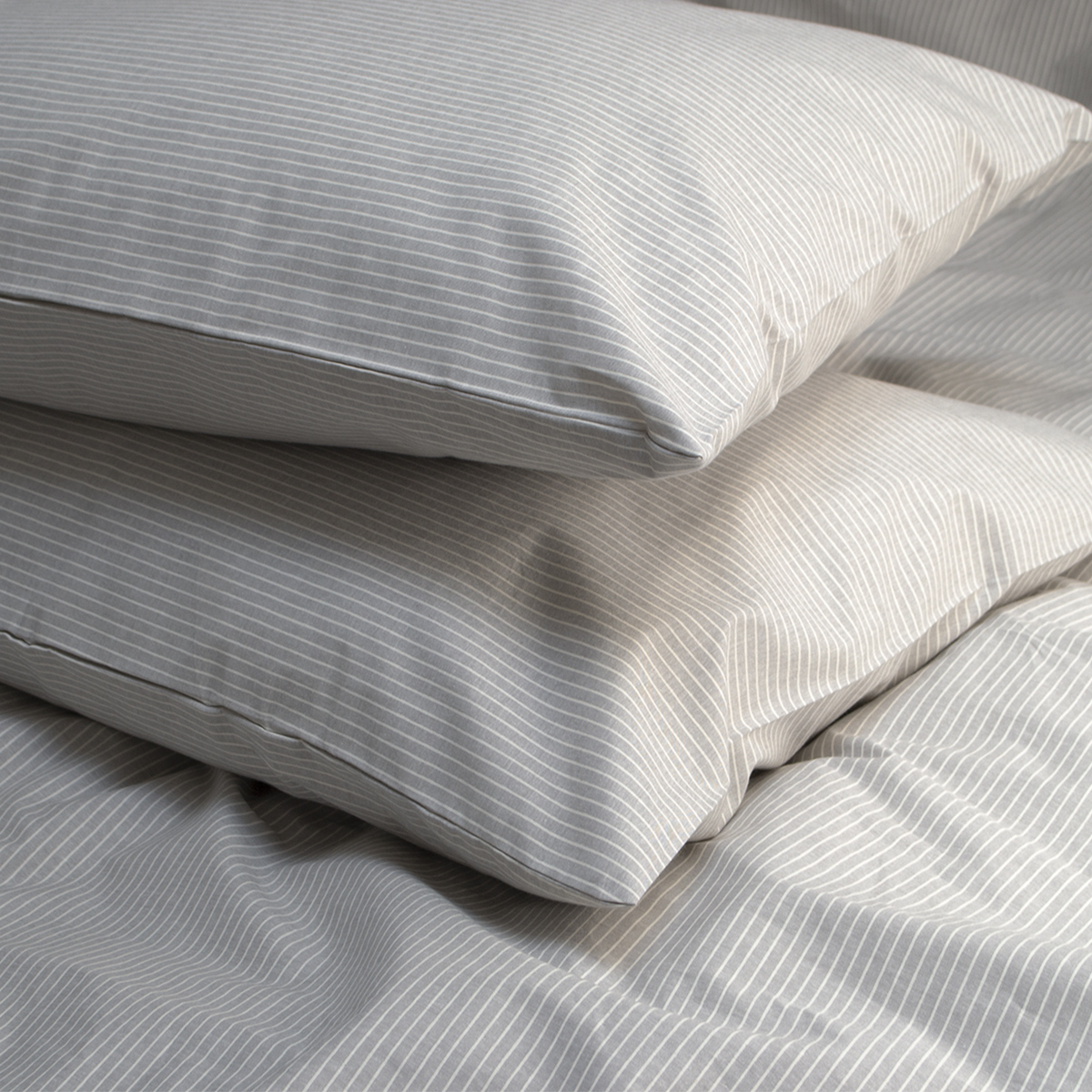 Постільна білизна Lotus Home - Premium Percale Stripe cірий євро - фото 4